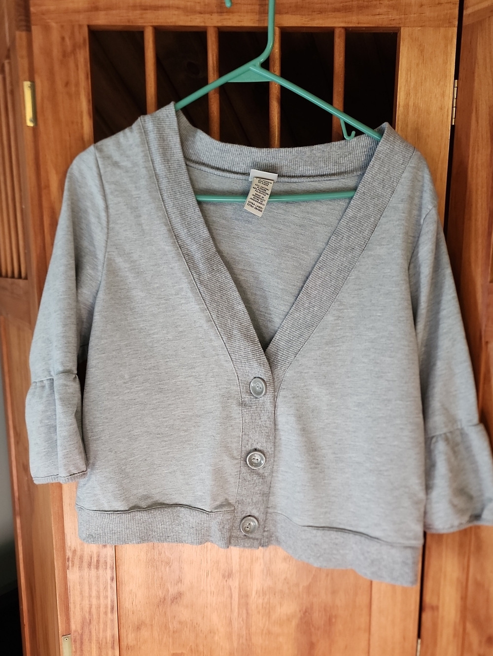 Route 66 Light Gray V-Neck Button Cardigan